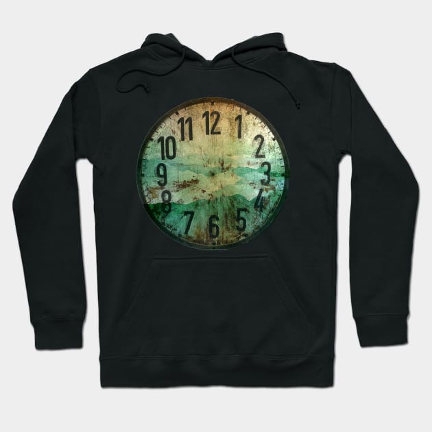 Clock face - Smoky Mountains Grunge Green Teal Option Hoodie by WesternExposure